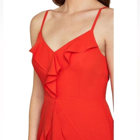 BCBGMAXAZRIA Women's Ruffled Sleeveless Cocktail Dress Red Size 10 - Picture 3 of 3